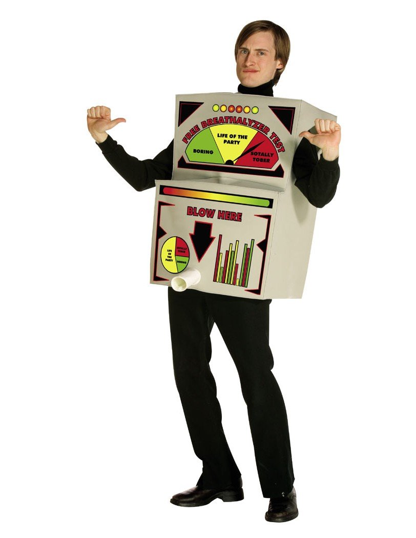 Rasta Imposta Men's Breathalyzer Adult Costume - Large/X-Large Black | Halloween Party, Cosplay & Funny Costume Outfit for Parties & Events