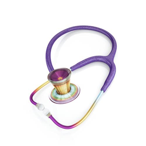 MDF Instruments Purple Glitter Kaleidoscope ProCardial Cardiology Stethoscope - Limited Edition Mprints, Lightweight Titanium, Dual Head for Adults - Perfect for Medical Professionals, Nursing Students & Healthcare Workers (MDF797TGL08KL)
