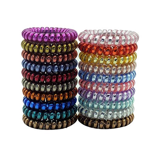 FAMEZA Spiral Hair Ties - No Crease Elastic Coil Hair Bands for Women & Girls (10 Pack) | Soft Phone Cord Hair Accessories for Workout, Yoga, School & Everyday Use