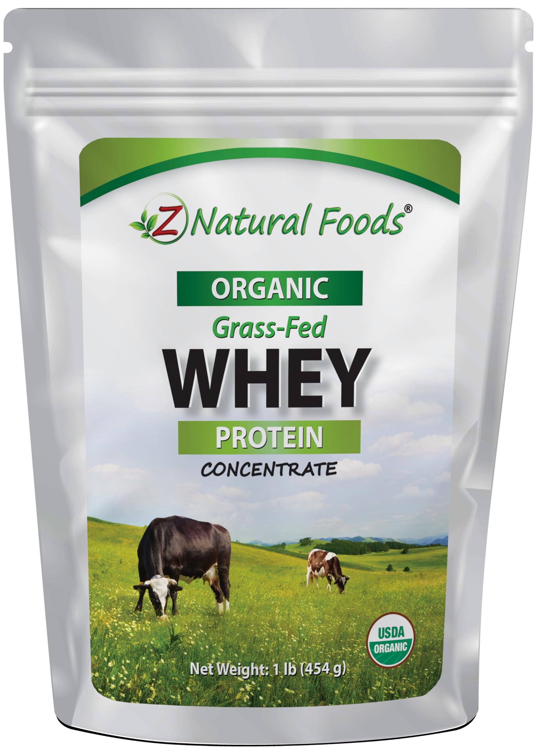 Organic Grass-Fed Whey Protein Powder by Z Natural Foods - Cold-Processed, Unflavored Whey Protein Concentrate with Essential Amino Acids for Muscle Recovery & Fitness - 1 lb | Ideal for Post-Workout Shakes, Smoothies & Healthy Baking