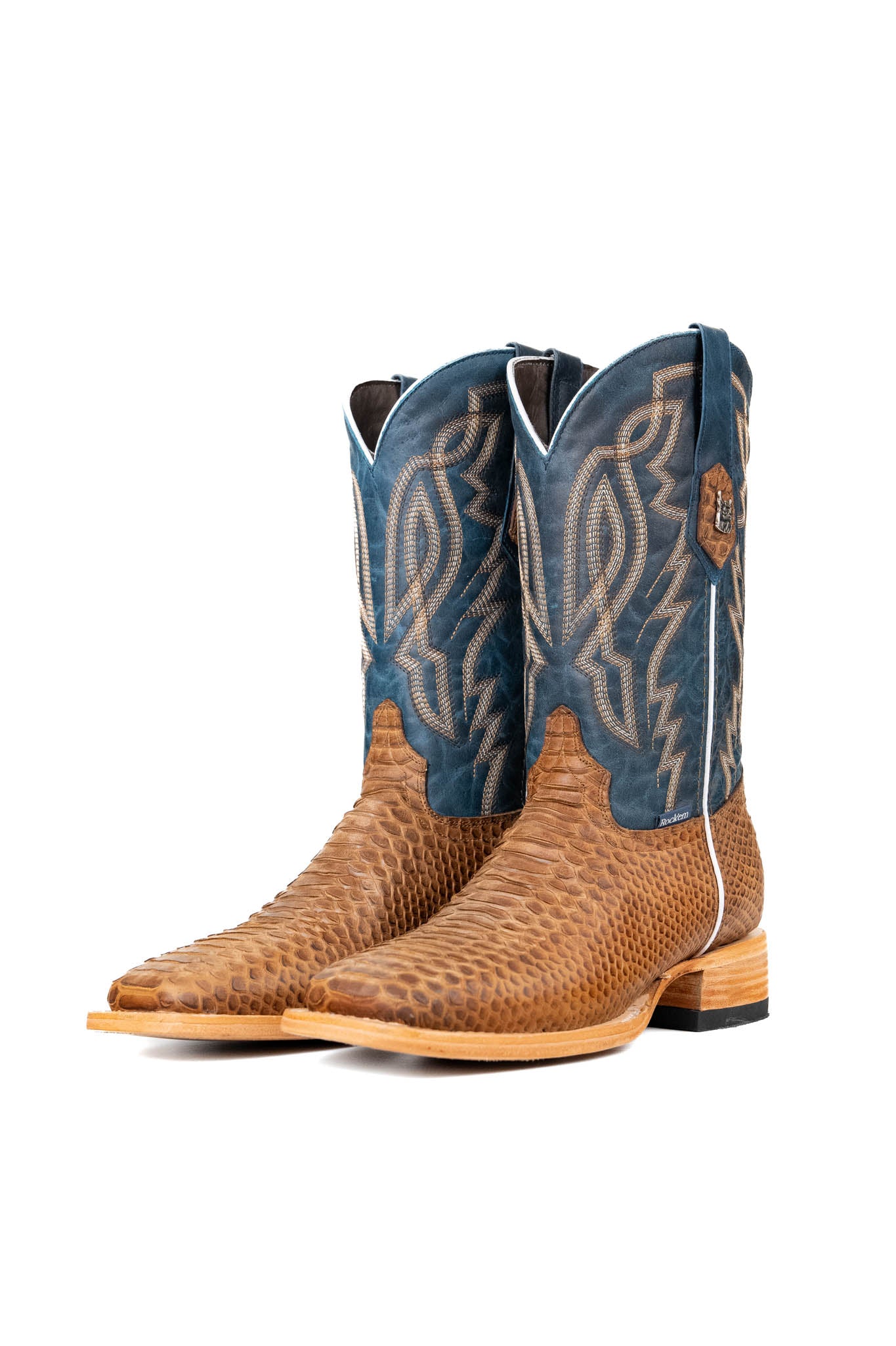 Renegade Python Square Toe Cowboy Boots for Men - Western Style Leather Boots with Exotic Snake Skin Design - Perfect for Rodeo, Country Dancing & Outdoor Adventures