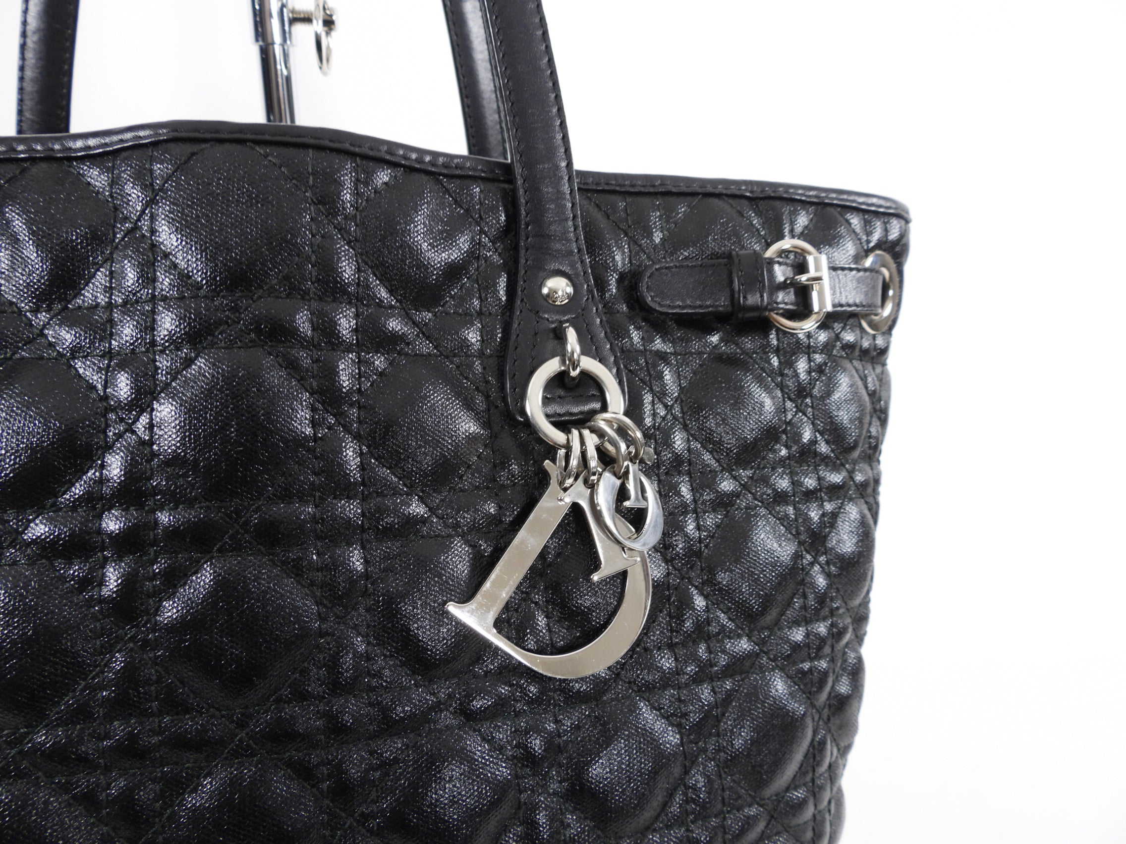 Christian Dior Black Cannage Panarea Leather Tote Bag - Luxury Designer Handbag for Women, Work, Travel & Everyday Use
