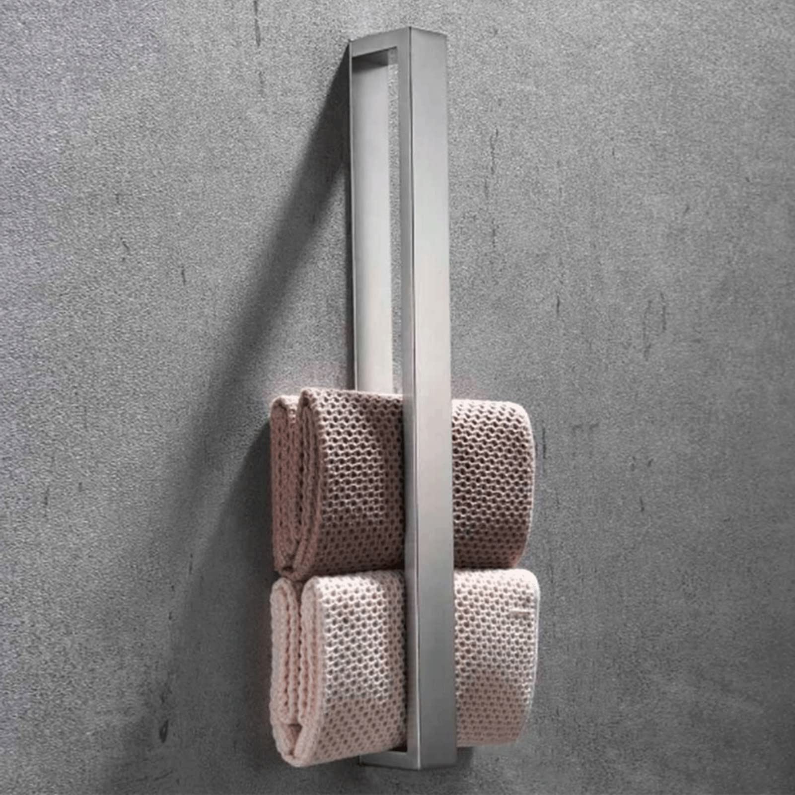 40cm Stainless Steel Towel Rack - Wall Mounted Self-Adhesive Bathroom Organizer for Face & Hand Towels - Durable Kitchen & Bathroom Storage Solution (Black) - Perfect for Small Spaces, Apartments & Modern Home Decor