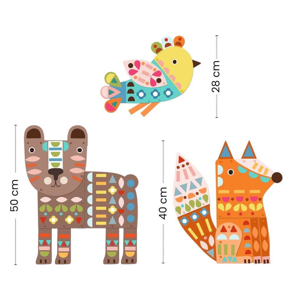 Djeco Paper Craft Activity Kit - 3 Giant Animal Models for Kids DIY Art Projects | Perfect for Birthday Gifts & Classroom Activities