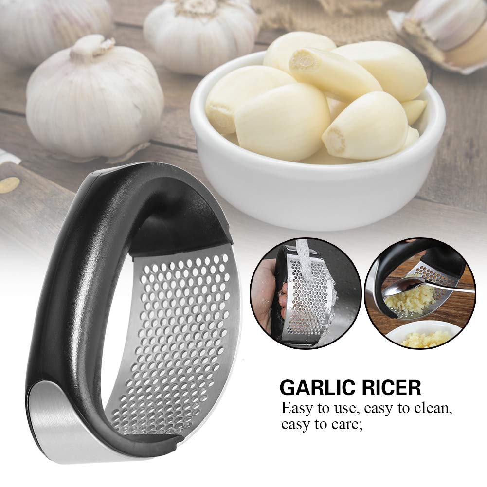 Premium Stainless Steel Garlic Press - Heavy Duty Garlic Crusher, Mincer & Masher with Ergonomic Handle - Professional Kitchen Gadget for Chopping, Squeezing & Smashing Garlic - Perfect for Cooking, Baking & Meal Prep