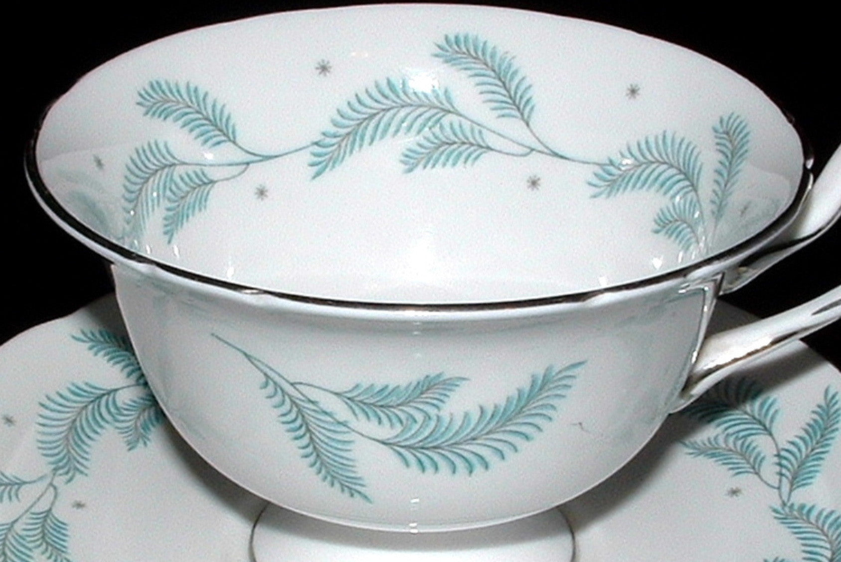 Vintage Shelley Serenity Gainsborough Aqua Feathers Demitasse Cup and Saucer Set - Elegant Tea Cup for Afternoon Tea, Collectible Fine China