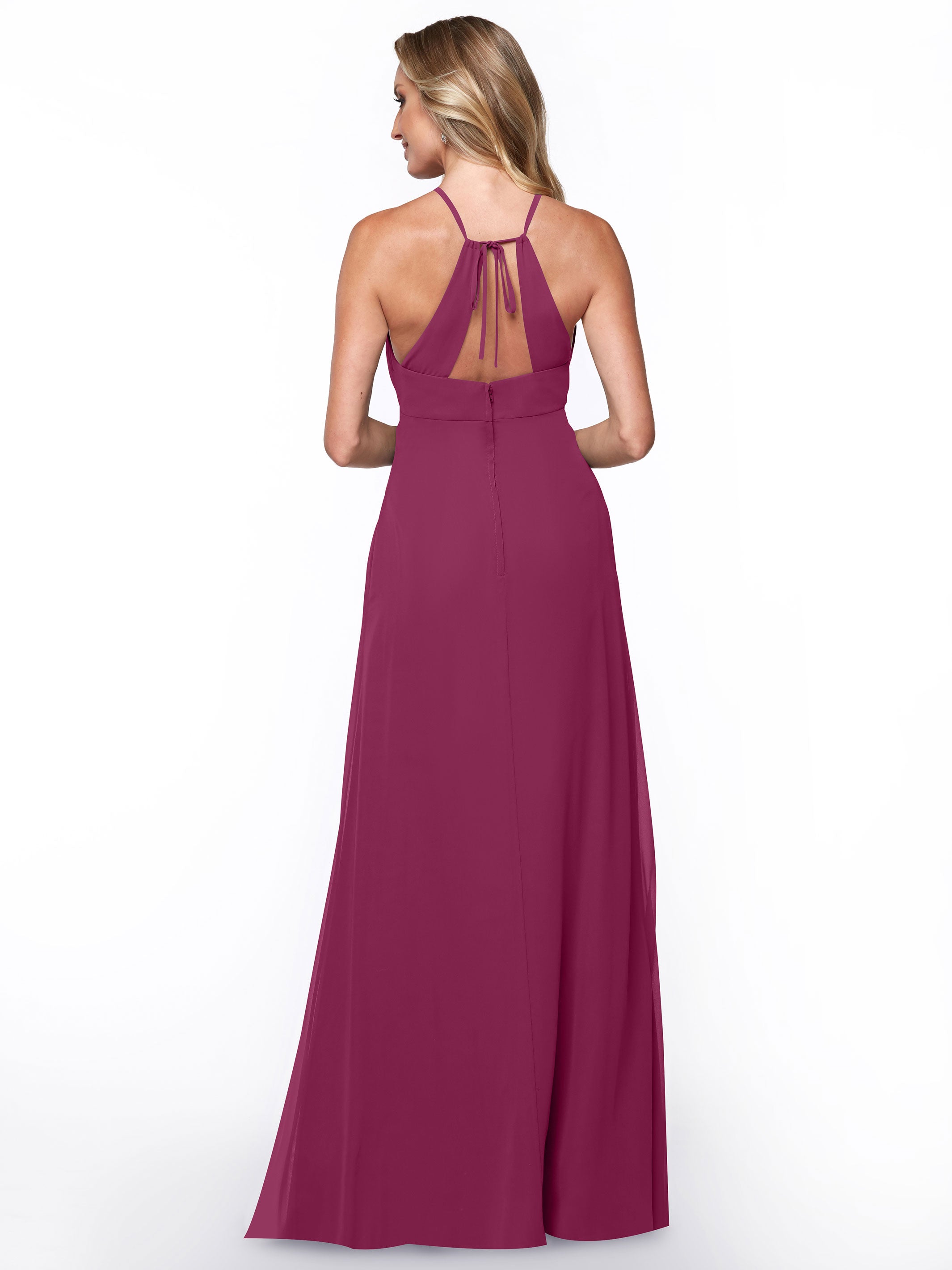 Elegant A-Line Chiffon Bridesmaid Dress with Keyhole Halter Neckline - Perfect for Weddings, Formal Events & Special Occasions