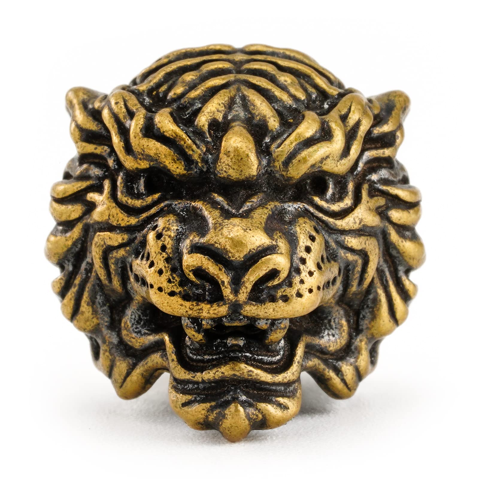 HorixGear Paracord Beads & Tiger Knife Charms - Brass EDC Accessories for Knife Lanyard, Zipper Pull, Keychain Pendant, Bracelet & Necklace - Perfect for Outdoor Survival, Camping & Tactical Gear