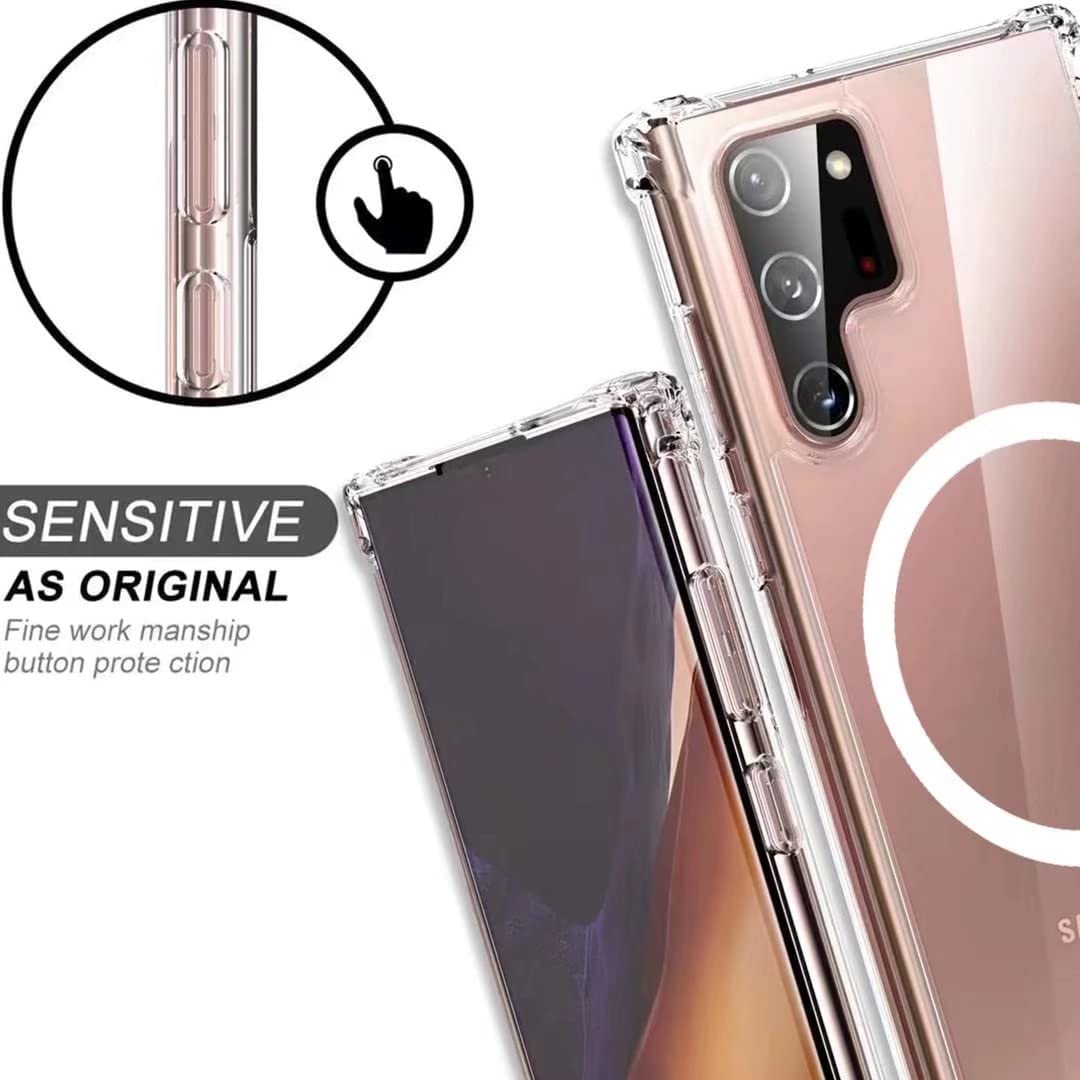 Clear Magnetic Phone Case for Samsung Galaxy Note 20 - MagSafe Compatible, Slim Fit Shockproof TPU Bumper with Hard Back Cover | Anti-Yellowing Protection for Everyday Use & Wireless Charging