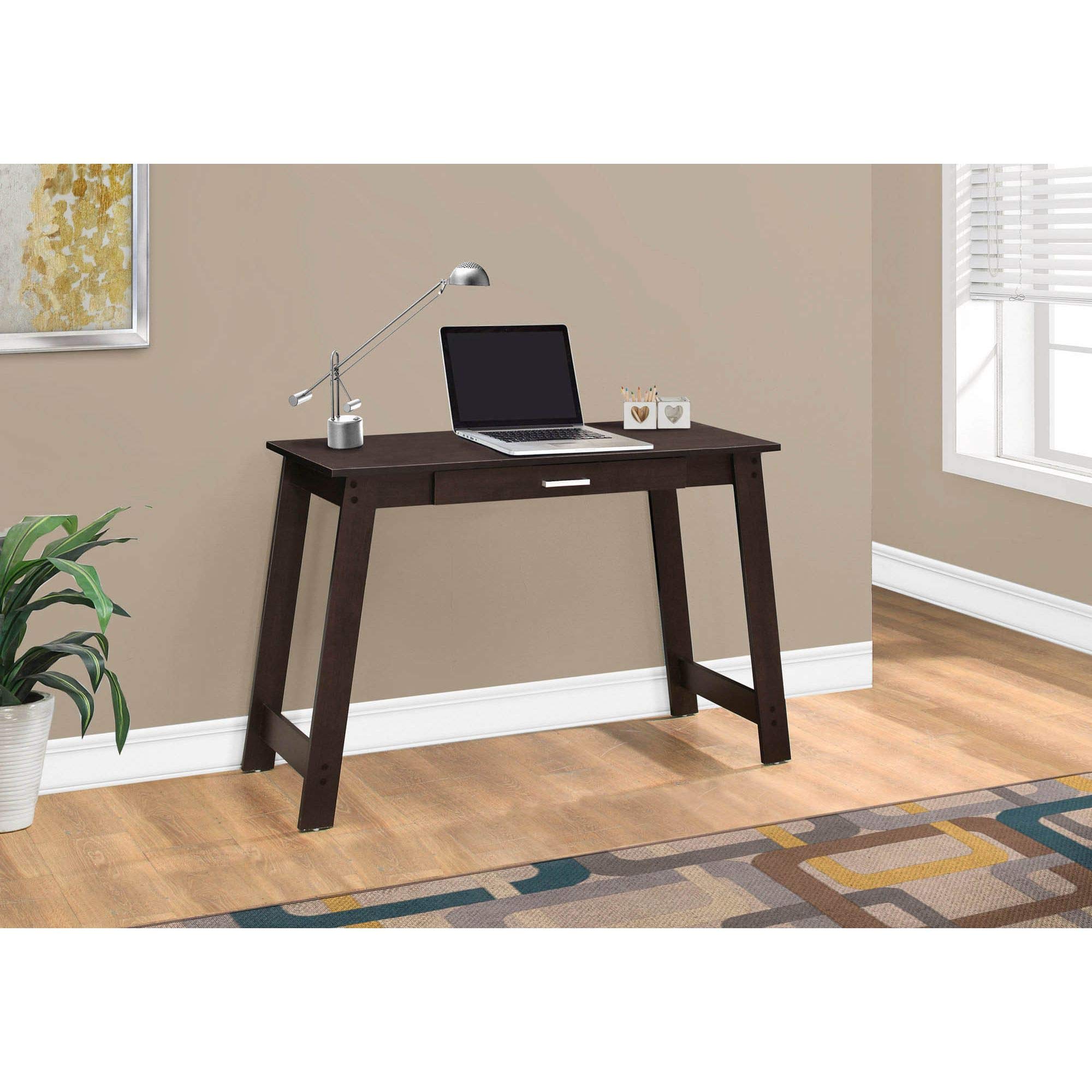 Offex 42 Inch Modern Rectangular Computer Desk with Drawer, Cappuccino Finish - Home Office Writing Desk for Small Spaces & Workstations