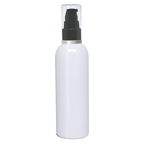 Milky White Bottles with Black Pump