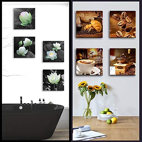 Modern Canvas Wall Art Set - 2 Piece Beach Themed Bathroom & Bedroom Decor (12x12 Inches x 8 Panels) - Perfect for Teen Girl Room, Christmas Gifts & Coastal Home Decor
