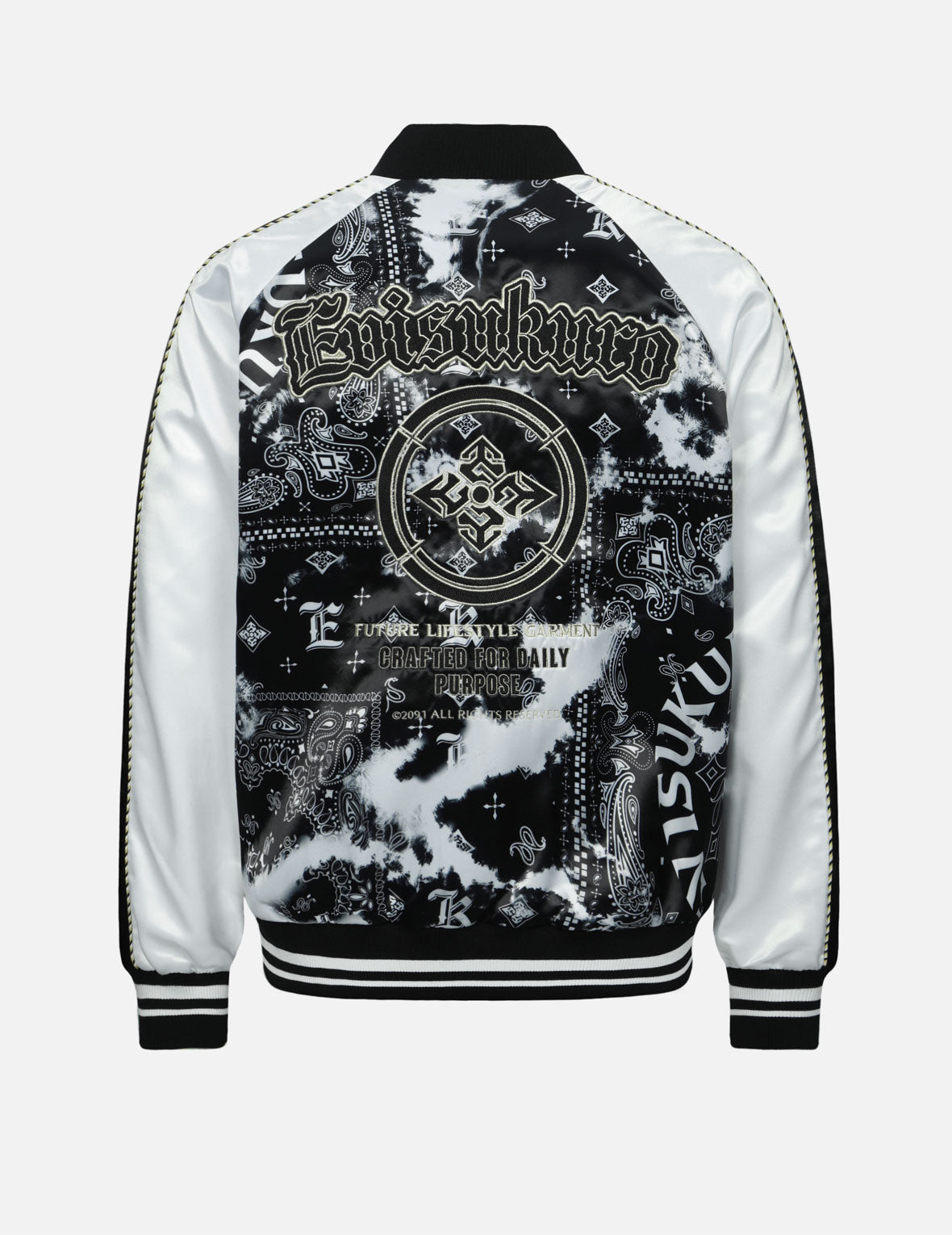 Vintage Paisley Print Padded Bomber Jacket - Regular Fit Souvenir Jacket for Men & Women - Perfect for Casual Wear, Street Style and Fall Fashion