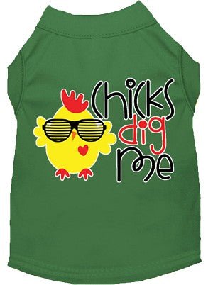 Chicks Dig Me Funny Dog T-Shirt - Soft Cotton Pet Apparel in Multiple Colors - Perfect for Dog Lovers & Pet Costume Parties