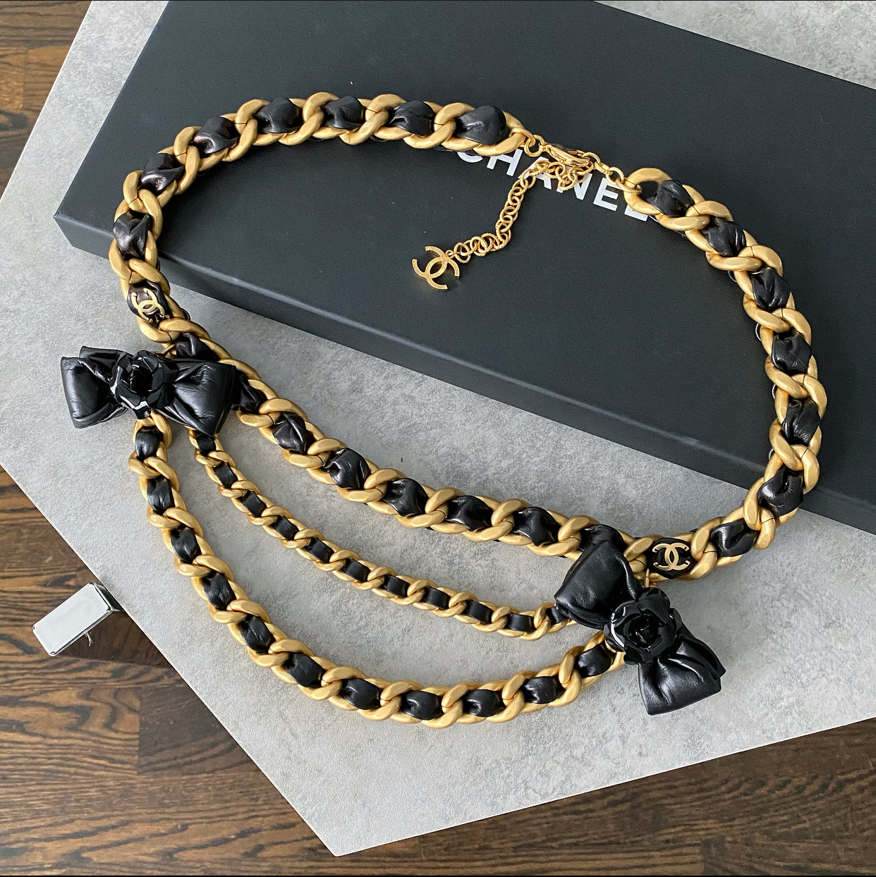 Chanel 20A Runway Chain & Lambskin Bow Belt - Luxury Designer Waist Belt for Women | Perfect for Parties, Weddings & Formal Events