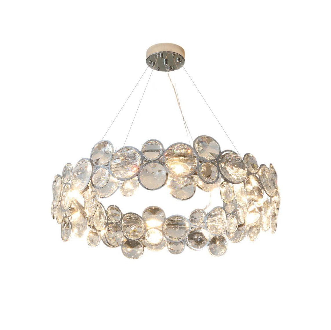 Elegant Chrome Round Crystal Chandelier - Modern Ceiling Light Fixture for Dining Room, Bedroom & Living Room Decor