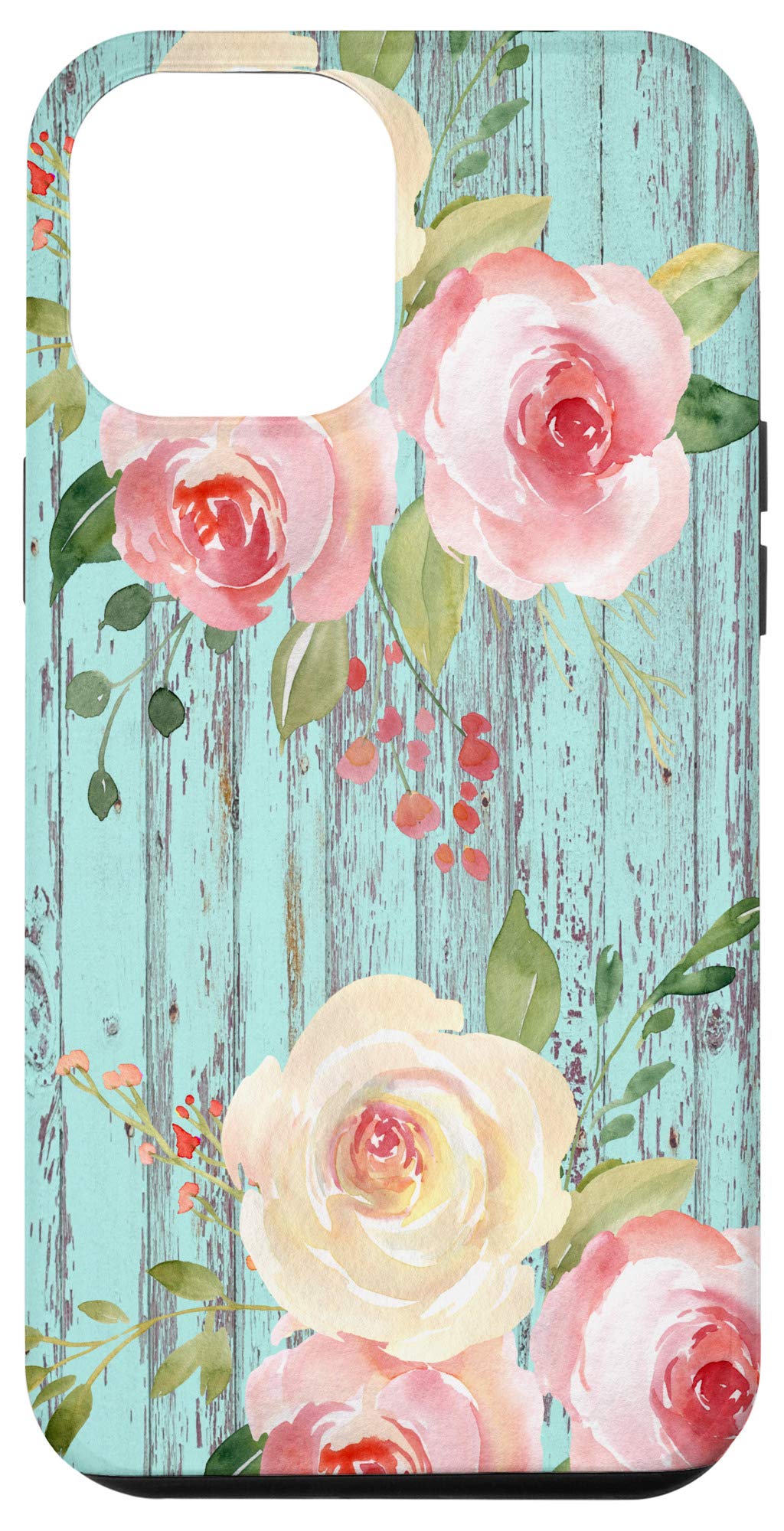 iPhone 12 Pro Max Case - Rustic Wood Floral Pink Flowers Design Protective Cover | Perfect Gift for Women, Girls | Ideal for Daily Use, Travel & Outdoor Activities