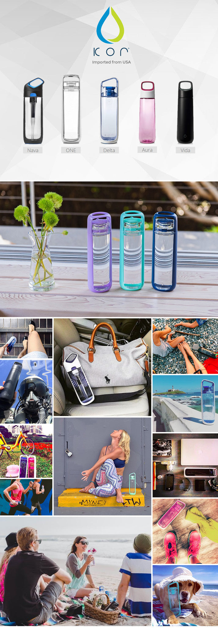 KOR ONE Water Bottle - BPA Free, Leak Proof, 20oz Reusable Water Bottle for Gym, Hiking & Travel - Eco Friendly Stainless Steel Hydration Bottle with Flip Lid