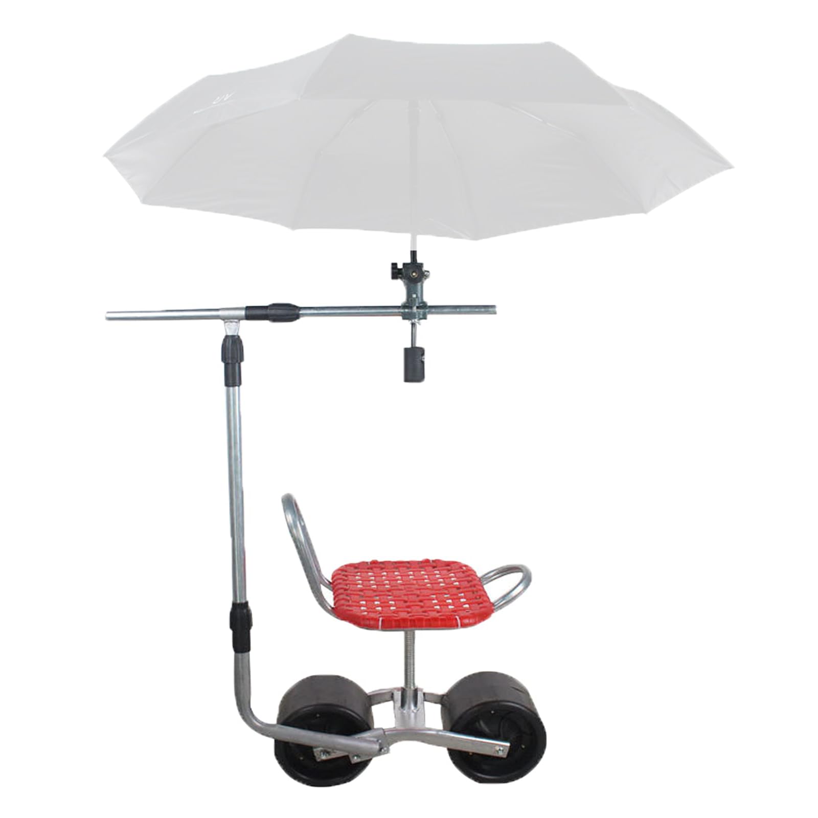 HMWOKPOT 360° Swivel Rolling Garden Seat - Adjustable Height Garden Stool with Wheels & Umbrella Stand (Umbrella Not Included) - Portable Garden Cart & Scooter for Outdoor Relaxation, Gardening, and Patio Use