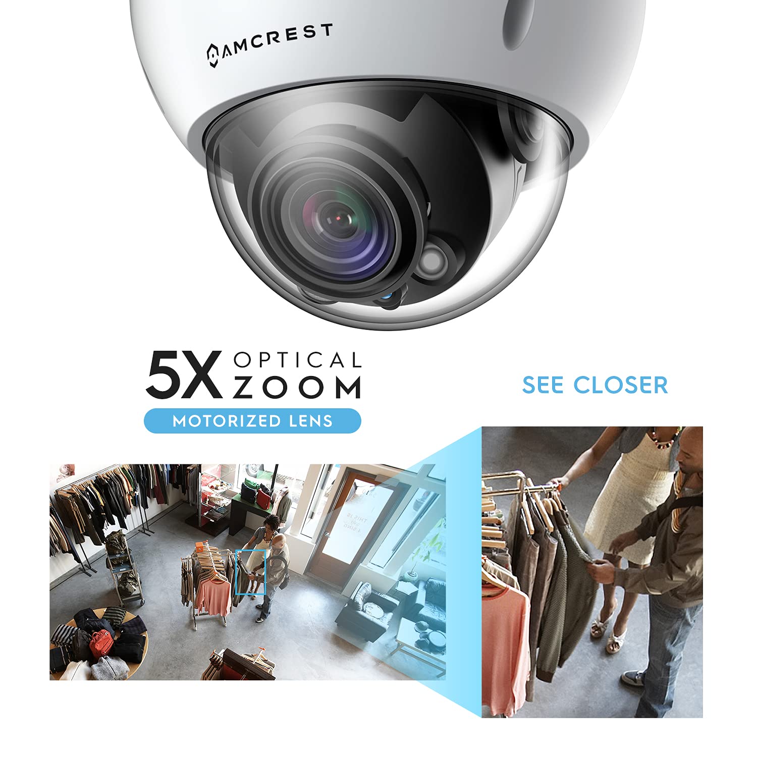 Amcrest 4K Ultra HD 8MP POE Security Camera with Optical Zoom - Outdoor Varifocal Dome Camera (2.7mm-13.5mm Lens), IP67 Weatherproof & IK10 Vandal Resistant, MicroSD Recording (IP8M-VD2793EW) - Ideal for Home Security, Business Surveillance & Property Monitoring