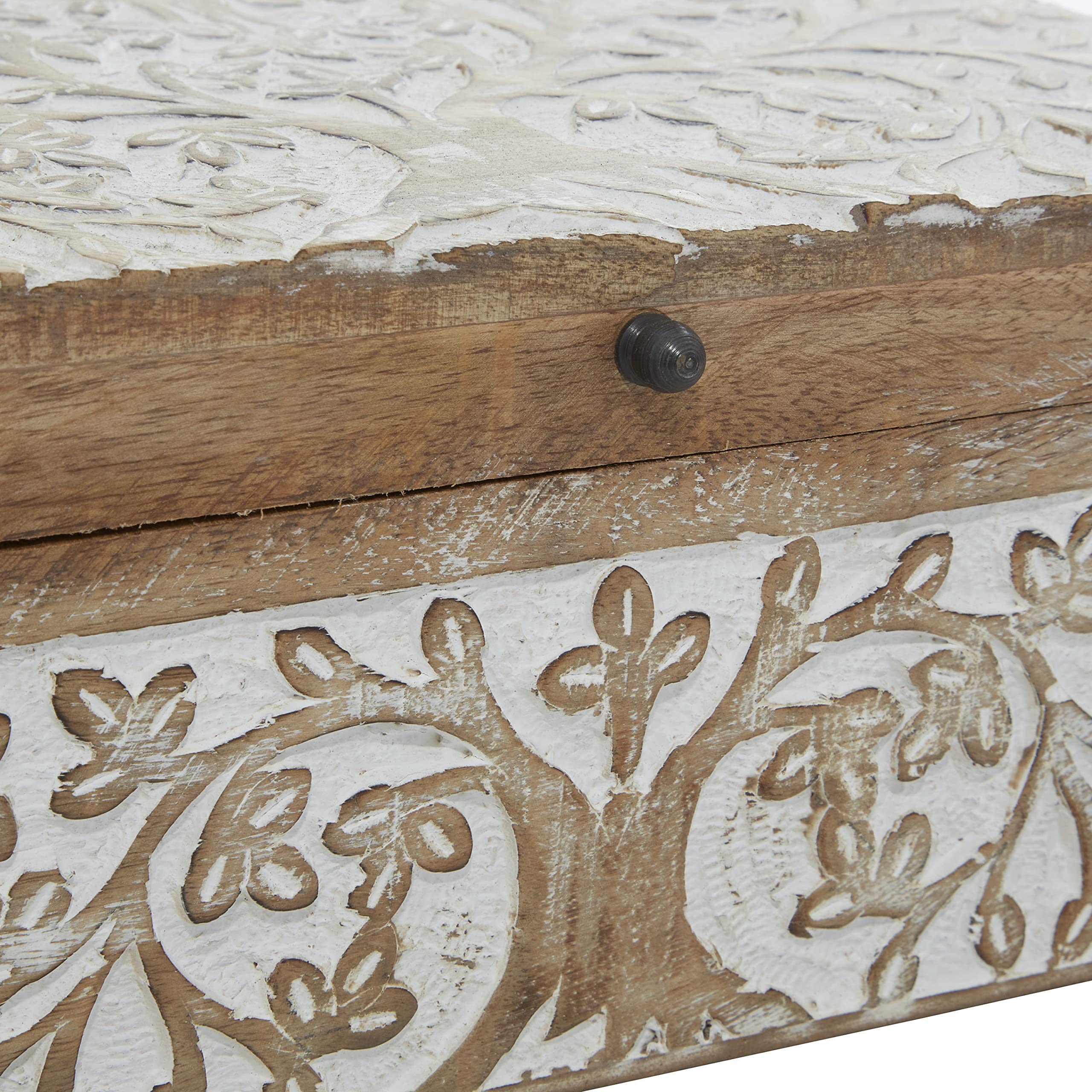 Mango Wood Floral Storage Box Set of 3 - 8