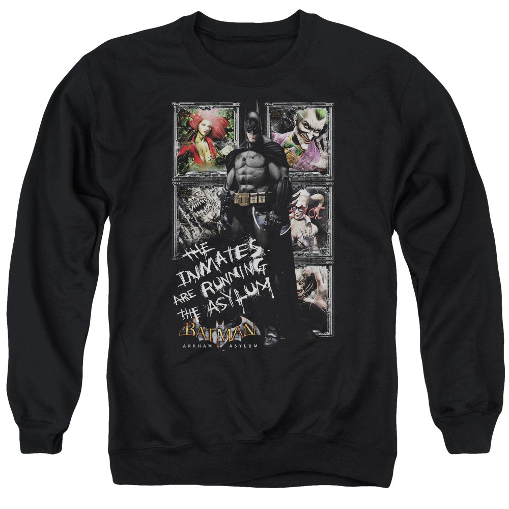 Batman AA Running The Asylum Unisex Crewneck Sweatshirt | Comfortable Cotton Pullover for Men & Women | Perfect for Cosplay, Comic Con & Casual Wear