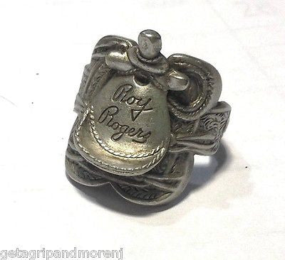 Vintage 1948 Roy Rogers Western Saddle Ring - Nickel Silver - Excellent Condition - Rare Collectible - Perfect for Cowboy Style & Western Fashion Enthusiasts