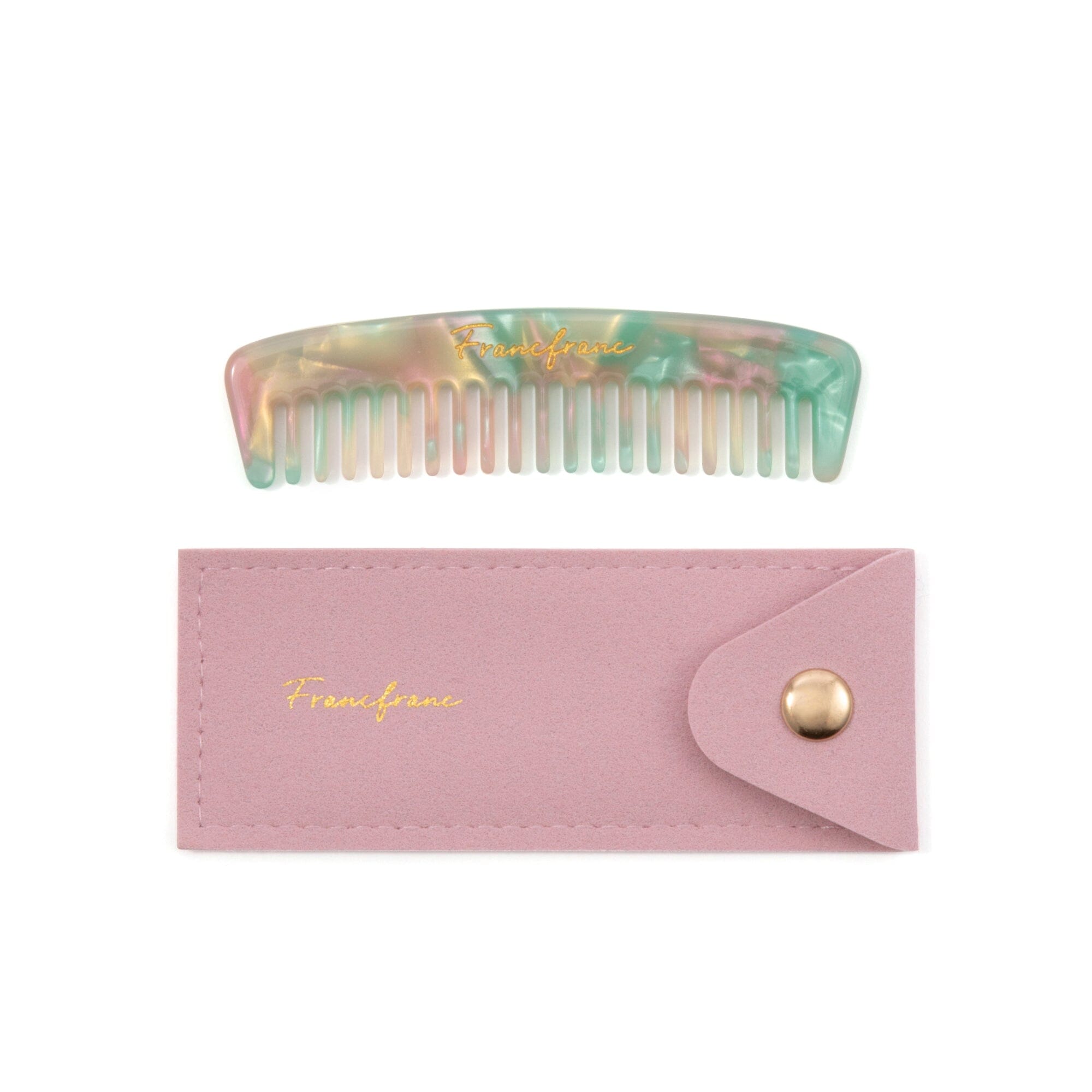 Portable Compact Comb with Pouch - Light Green | Travel-Friendly Hairbrush for On-the-Go Styling, Gym, Office & Travel Essentials