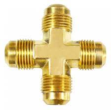 1/2 Inch Brass Flare Cross Fitting - AC1F, C1 8 (5/80) - Perfect for Plumbing, Hydraulic & Pneumatic Systems