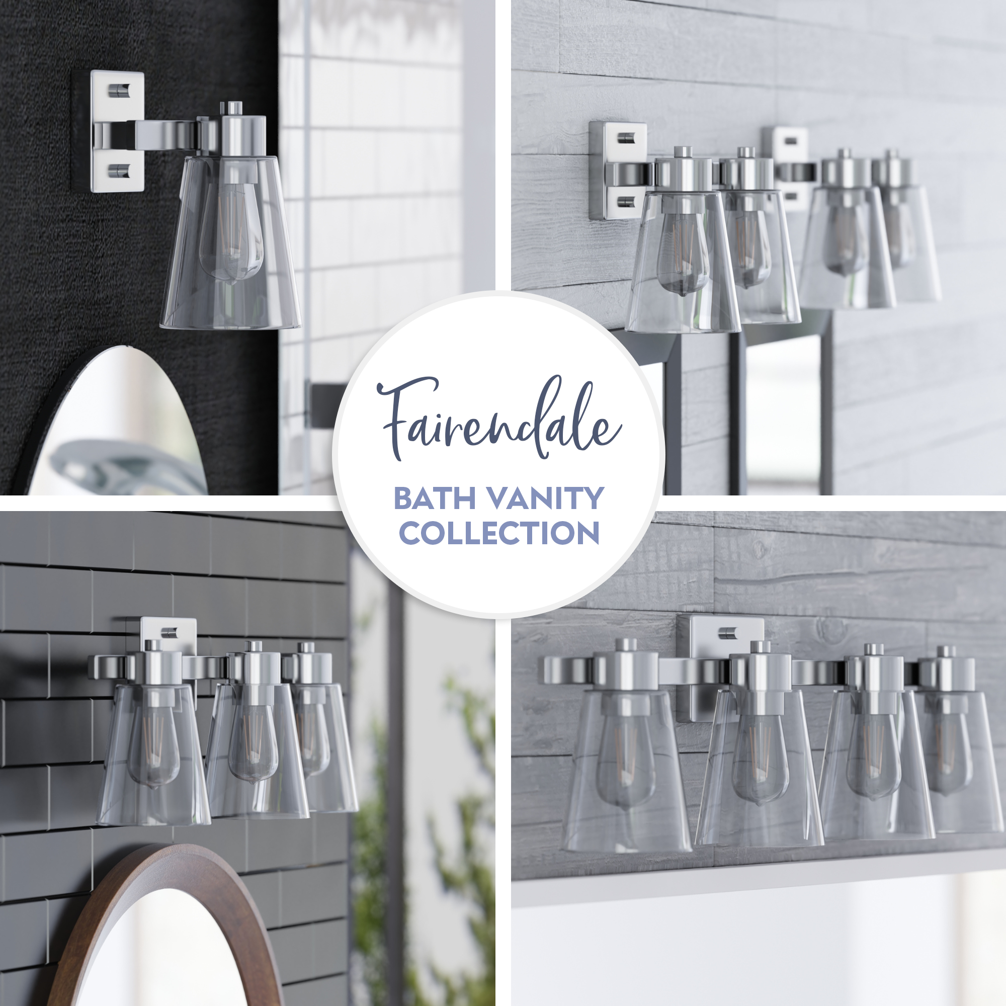 Fairendale Brushed Nickel Vanity Light with Clear Glass Shade - Single Light Bathroom Sconce for Mirror Lighting, Bedroom, or Hallway