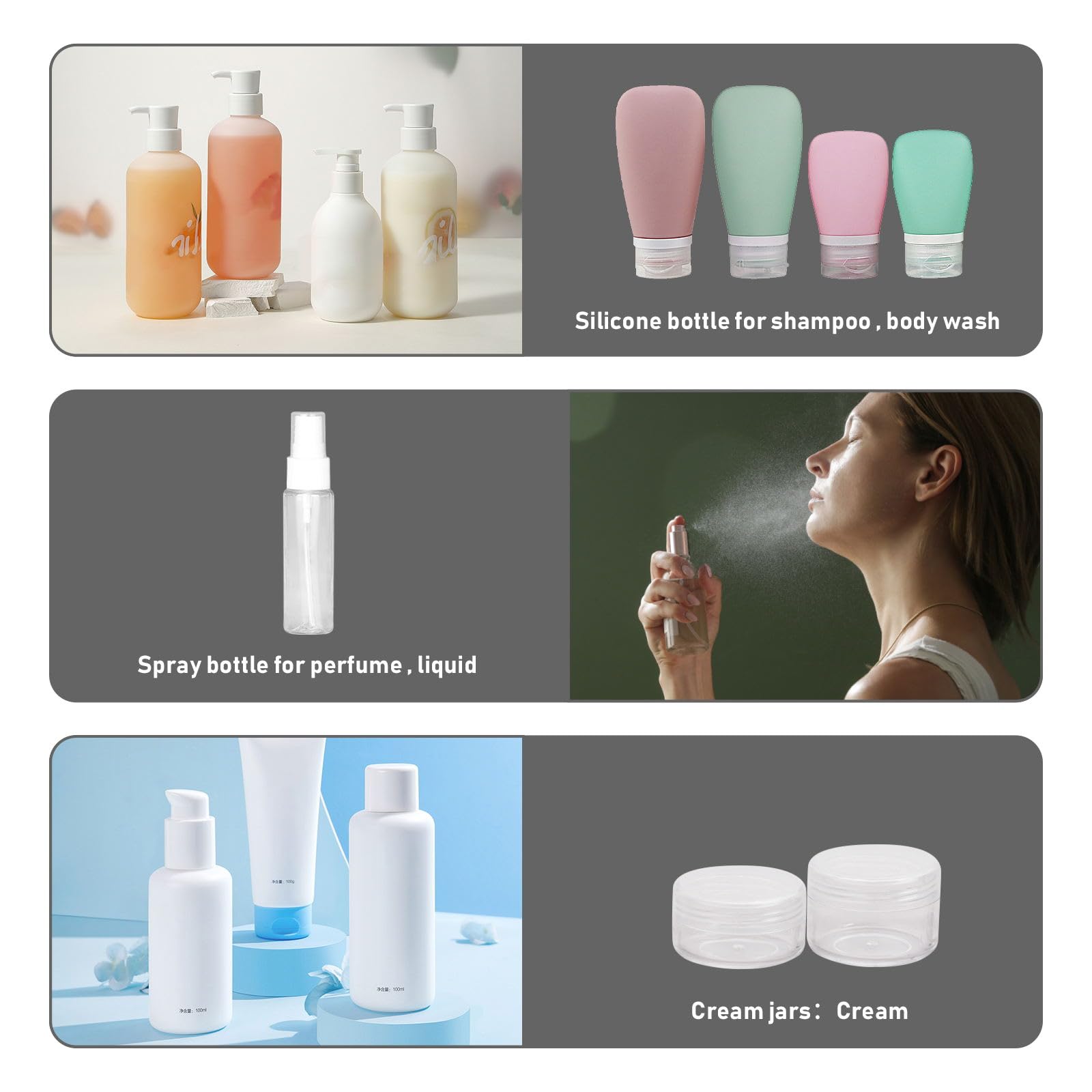 7-Pack Leak Proof Silicone Travel Bottles Set for Toiletries - Portable & TSA Approved (Pink + Green) - Perfect for Air Travel, Camping & Gym Essentials