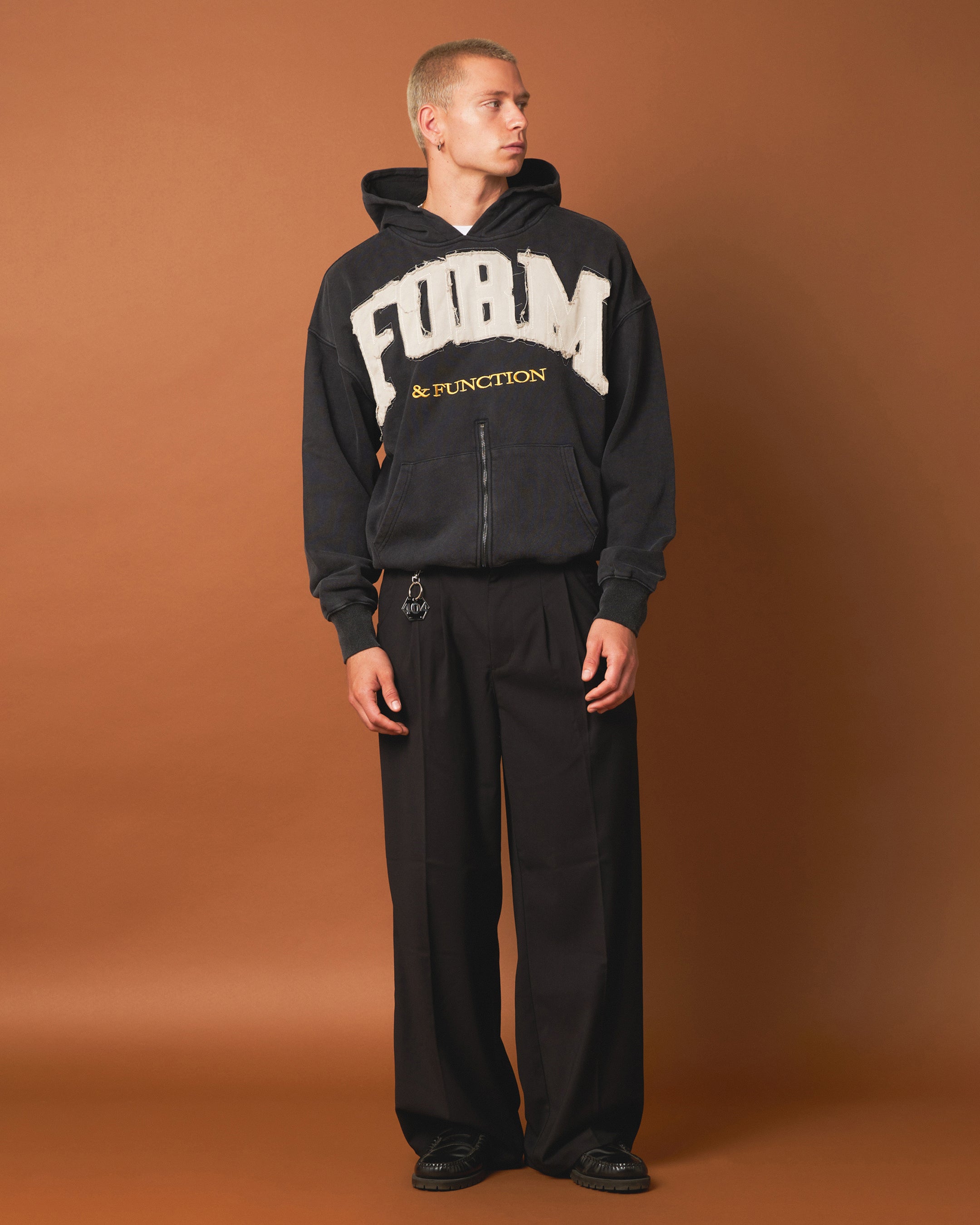 404 Bottom Zip Form Hoodie - Washed Charcoal | Unisex Pullover Sweatshirt for Streetwear & Casual Outfits | Perfect for Gym, Lounge & Everyday Wear