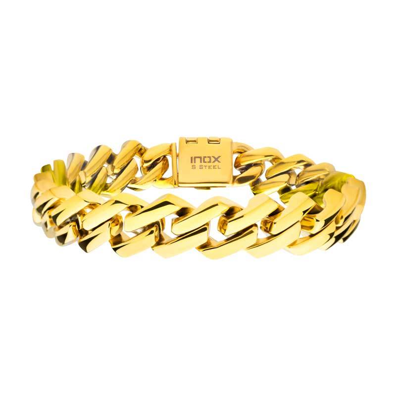 10mm High Polished 18K Gold IP Diamond Prong Cuban Link Bracelet for Men - Luxury Hip Hop Jewelry Gift for Birthday, Anniversary & Special Occasions