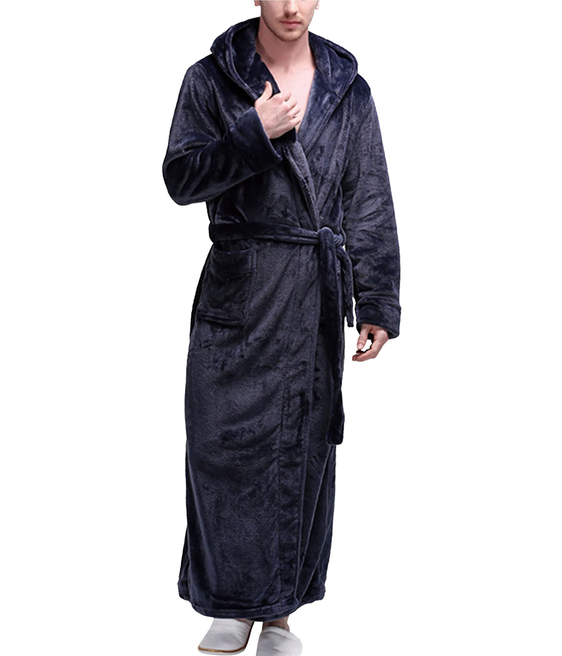 **Soft Flannel Hooded Bathrobe for Men & Women - Long Sleeve Warm Towel Robe, Thick Unisex Nightgown for Couples - Perfect for Spa, Lounging & Cold Weather**