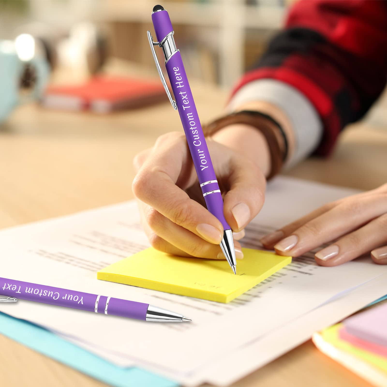 150 Pcs Personalized Custom Pens Bulk - Free Engraving with Name/Message - Custom Ballpoint Pens & Stylus for Business, Office, Graduation Gifts - Ideal for Men, Women, Christmas & Birthday Presents (Purple) - Perfect for Corporate Events, School Supplies & Promotional Giveaways