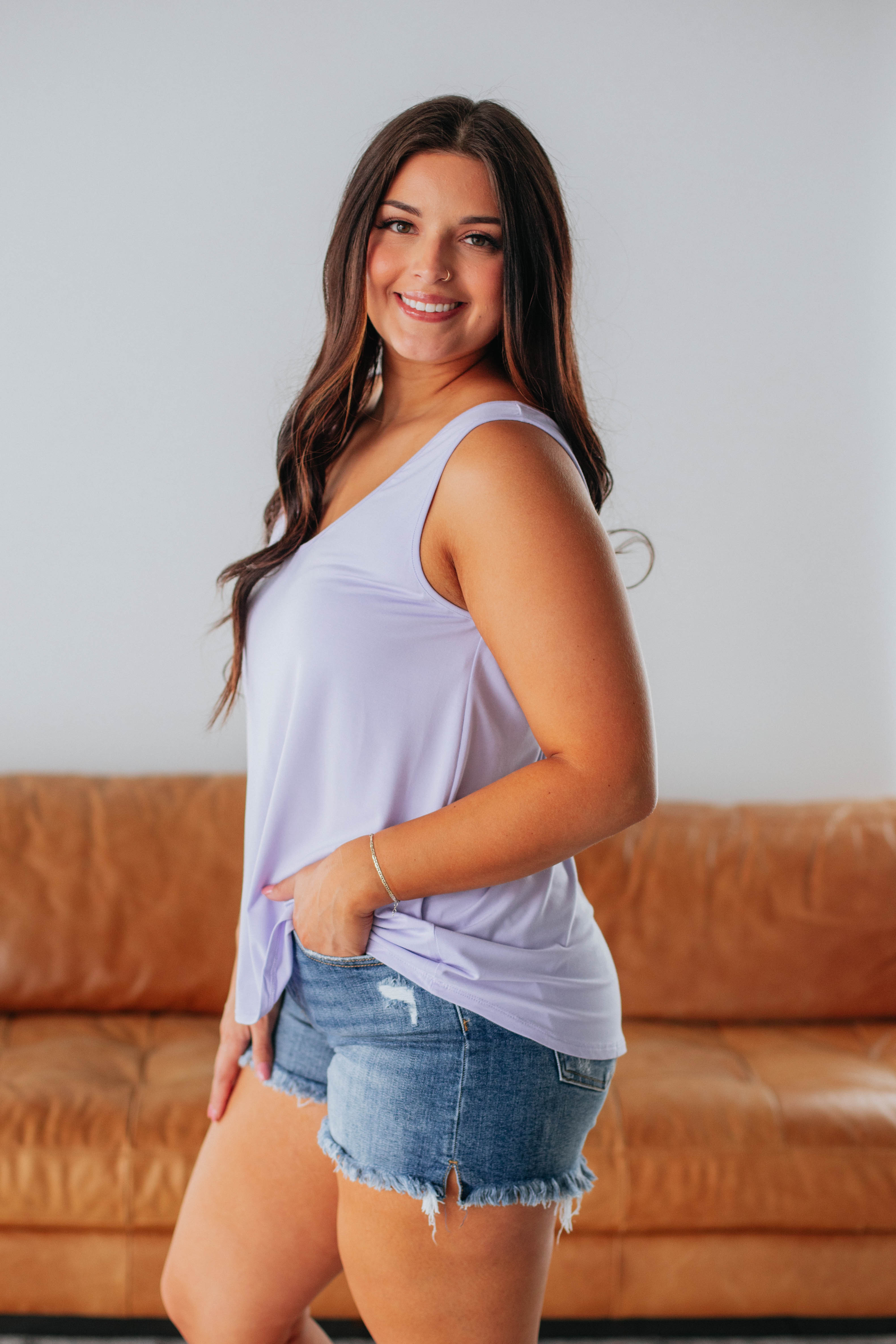 Linley Basic Tank Top - Pale Lavender Women's Casual Shirt | Perfect for Summer Outfits, Beach Wear & Layering