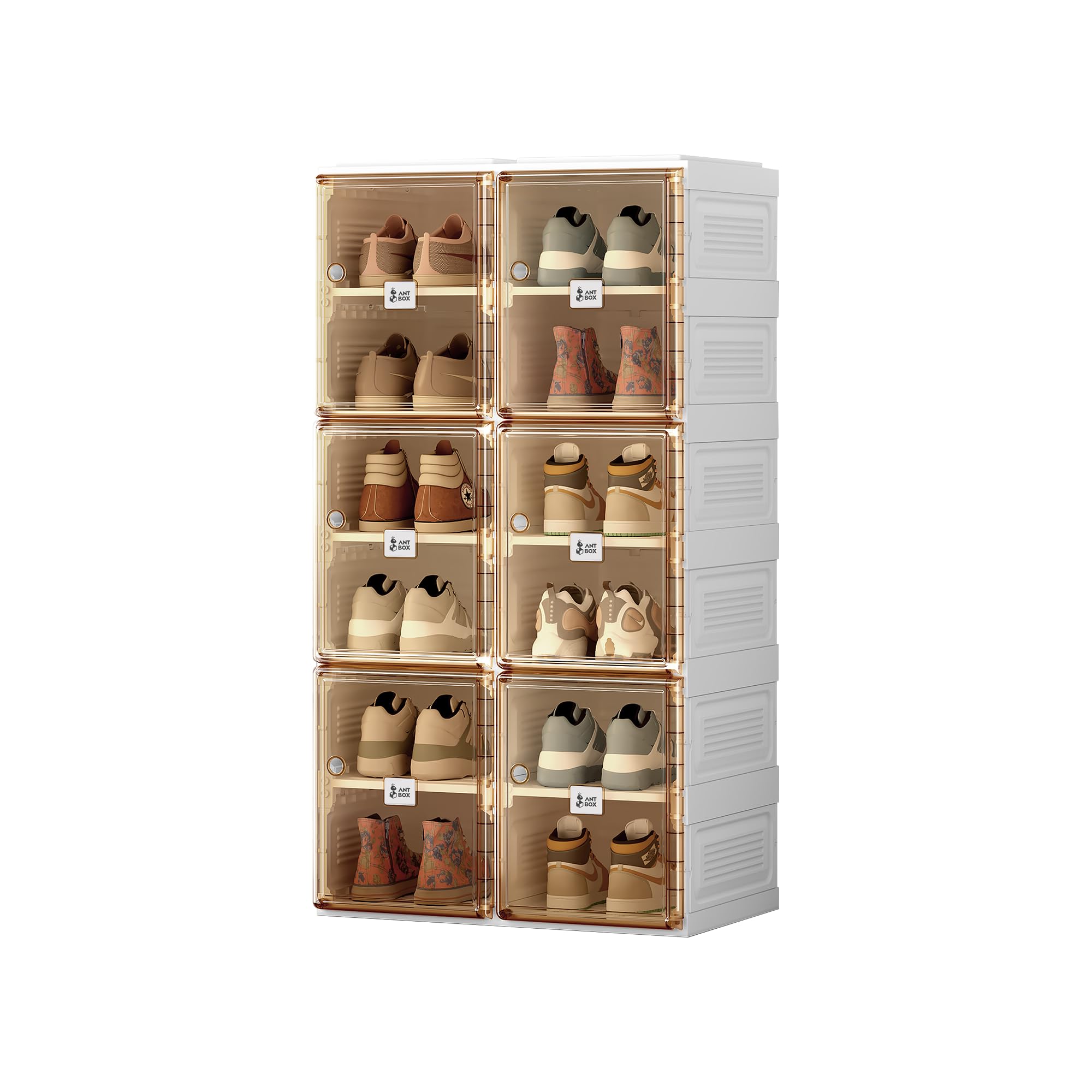 Portable Folding Shoe Organizer with Magnetic Clear Door - 6-Tier 12-Grid Storage Cabinet for Sneakers & Shoes | Sturdy Easy Assembly Closet Solution for Bedroom, Entryway & Dorm Organization