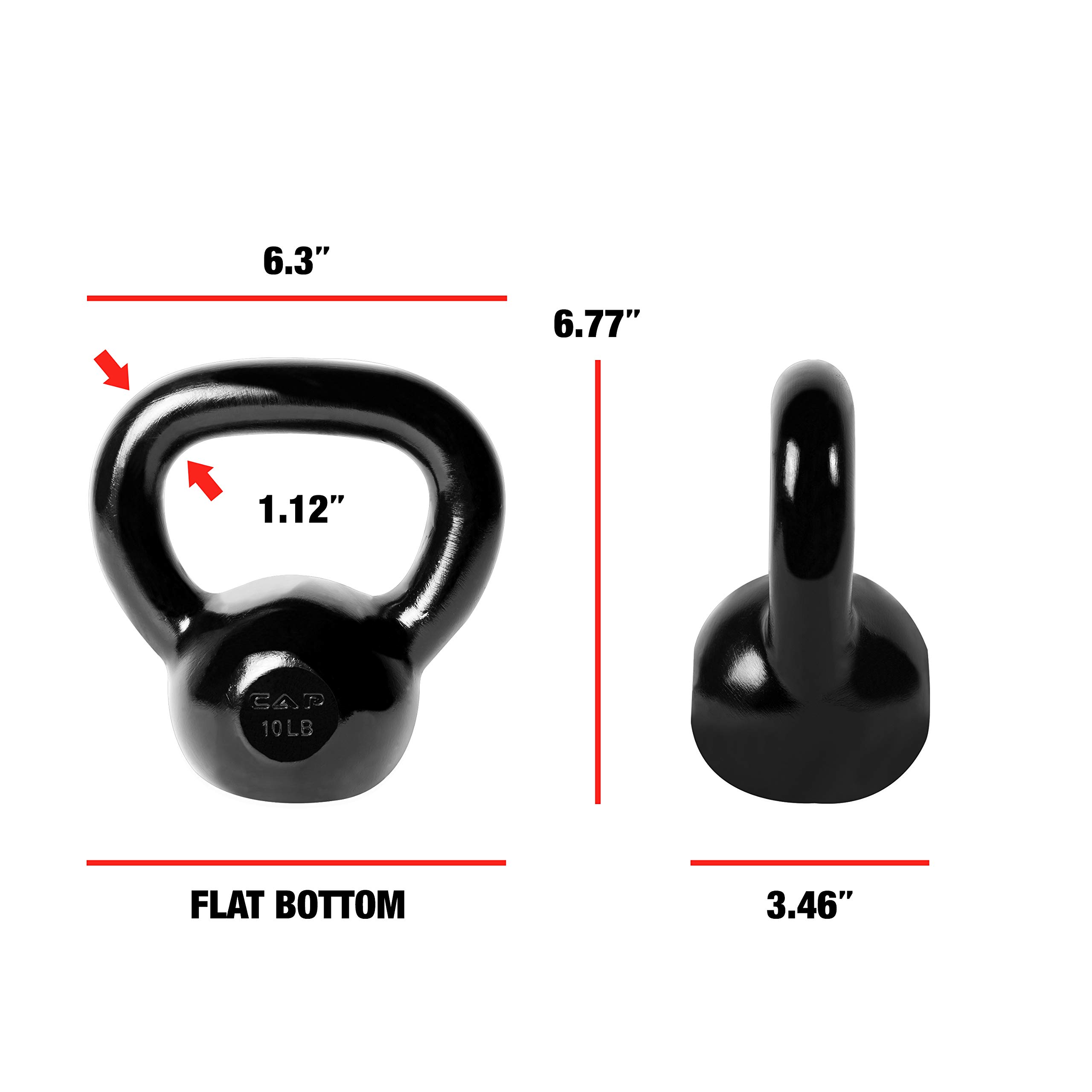 Cap Barbell Enamel Coated Cast Iron Kettlebell - 5-50 lbs Weight Options for Home Gym, CrossFit & Strength Training