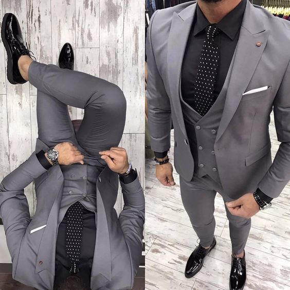 Gray Men's Slim Fit 3-Piece Formal Suit Set - Jacket, Pants & Waistcoat | Bestmen Tuxedo CB0065 | Perfect for Weddings, Business Meetings & Special Occasions