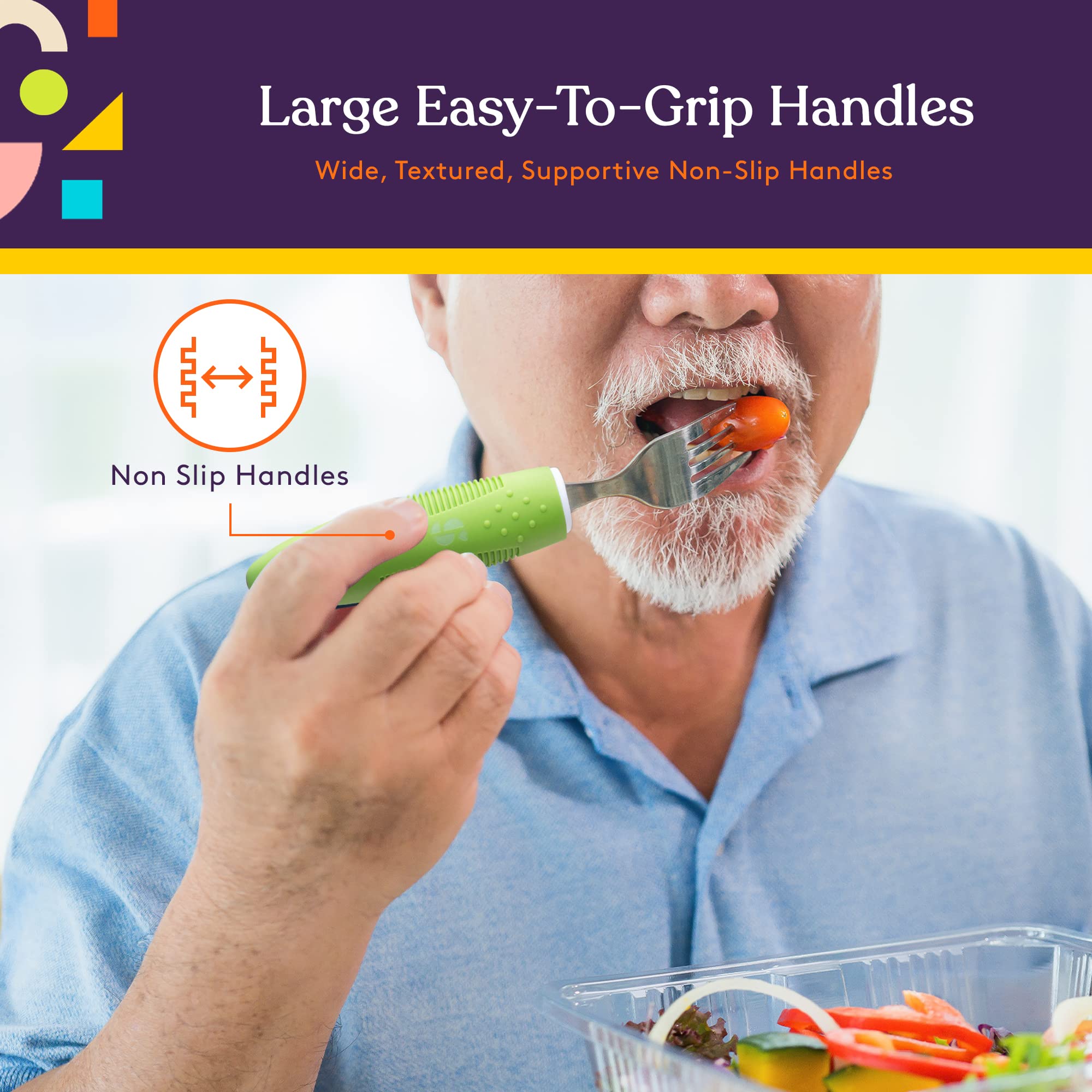 Special Supplies Adaptive Utensils (5-Piece Kitchen Set) - Wide Non-Slip Handles for Hand Tremors, Arthritis & Parkinson’s - Stainless Steel Knives, Forks & Spoons - Elderly & Disabled Friendly - Perfect for Daily Meals & Assisted Living