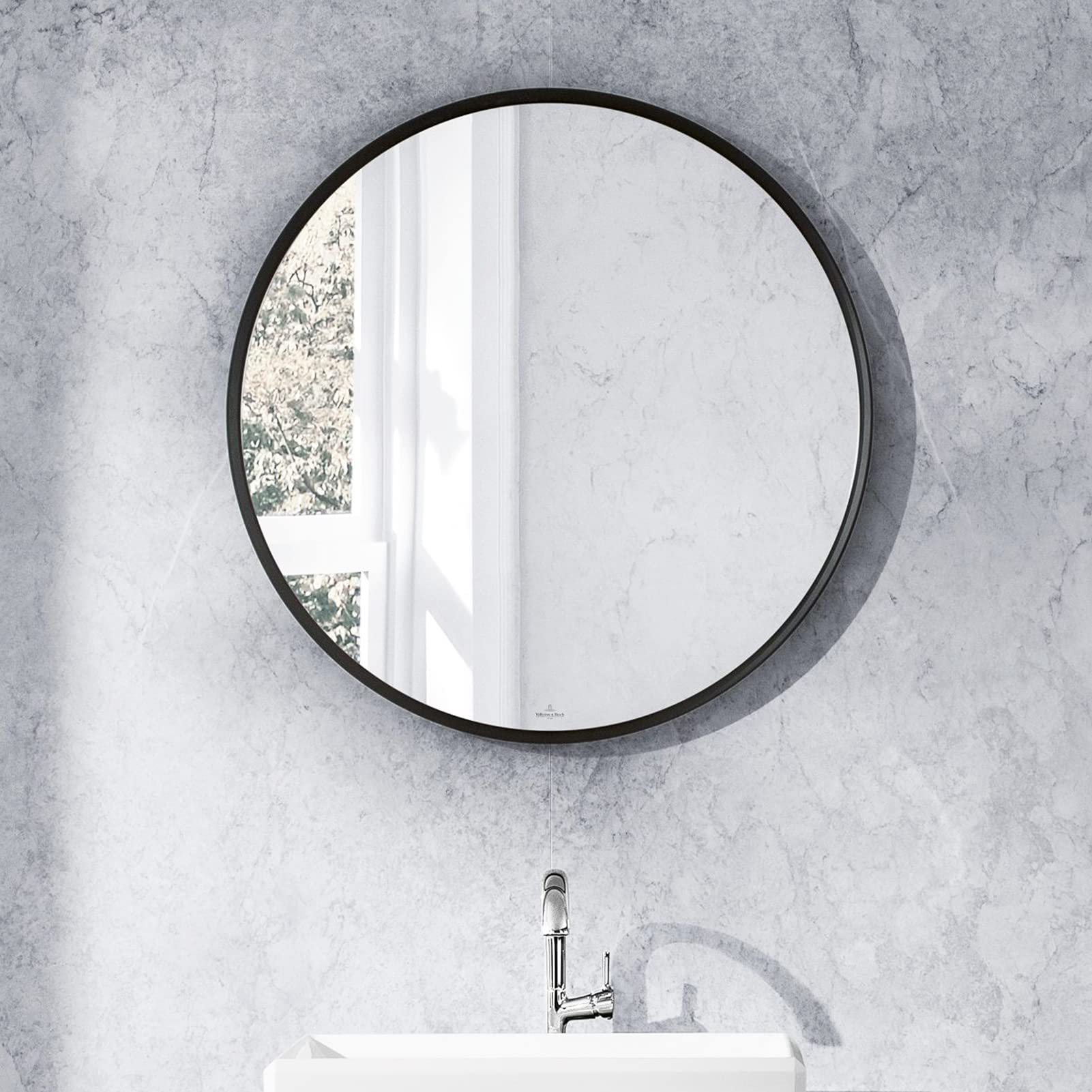 42 Inch Round Black Wall Mirror - Large Circle Bathroom Mirror for Living Room, Bedroom, Vanity, Entryway & Hallway - Perfect for Home Decor & Makeup Area Lighting