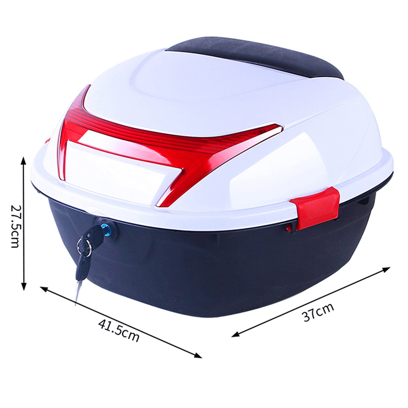 Universal Motorcycle Rear Top Box - 50L Hard Luggage Storage Case with Mounting Hardware & Soft Backrest, Waterproof Tail Trunk for Helmet & Gear - Perfect for Touring, Commuting & Adventure Rides