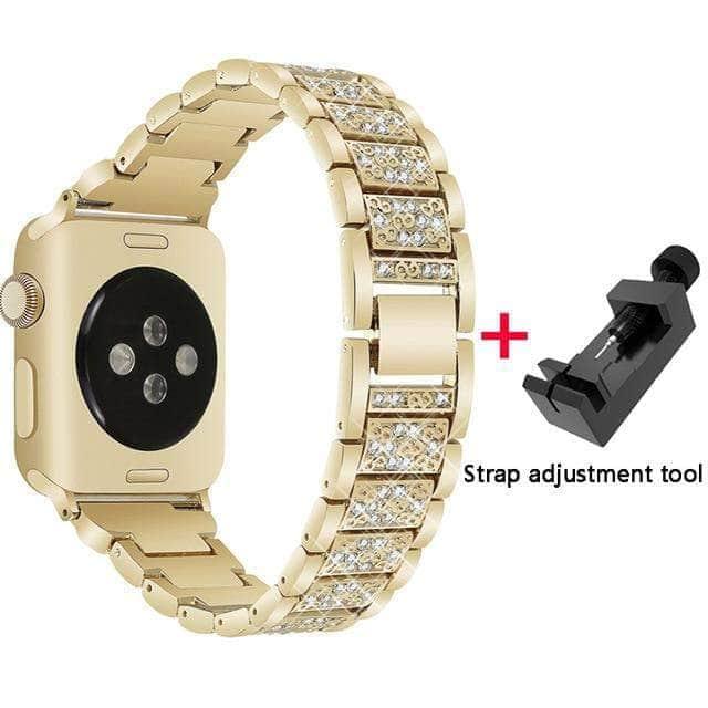 Diamond Band for Apple Watch Series 6/5/4/3/SE - 44mm 42mm 40mm 38mm Stainless Steel Replacement Strap - Perfect for Workouts, Daily Wear & Special Occasions