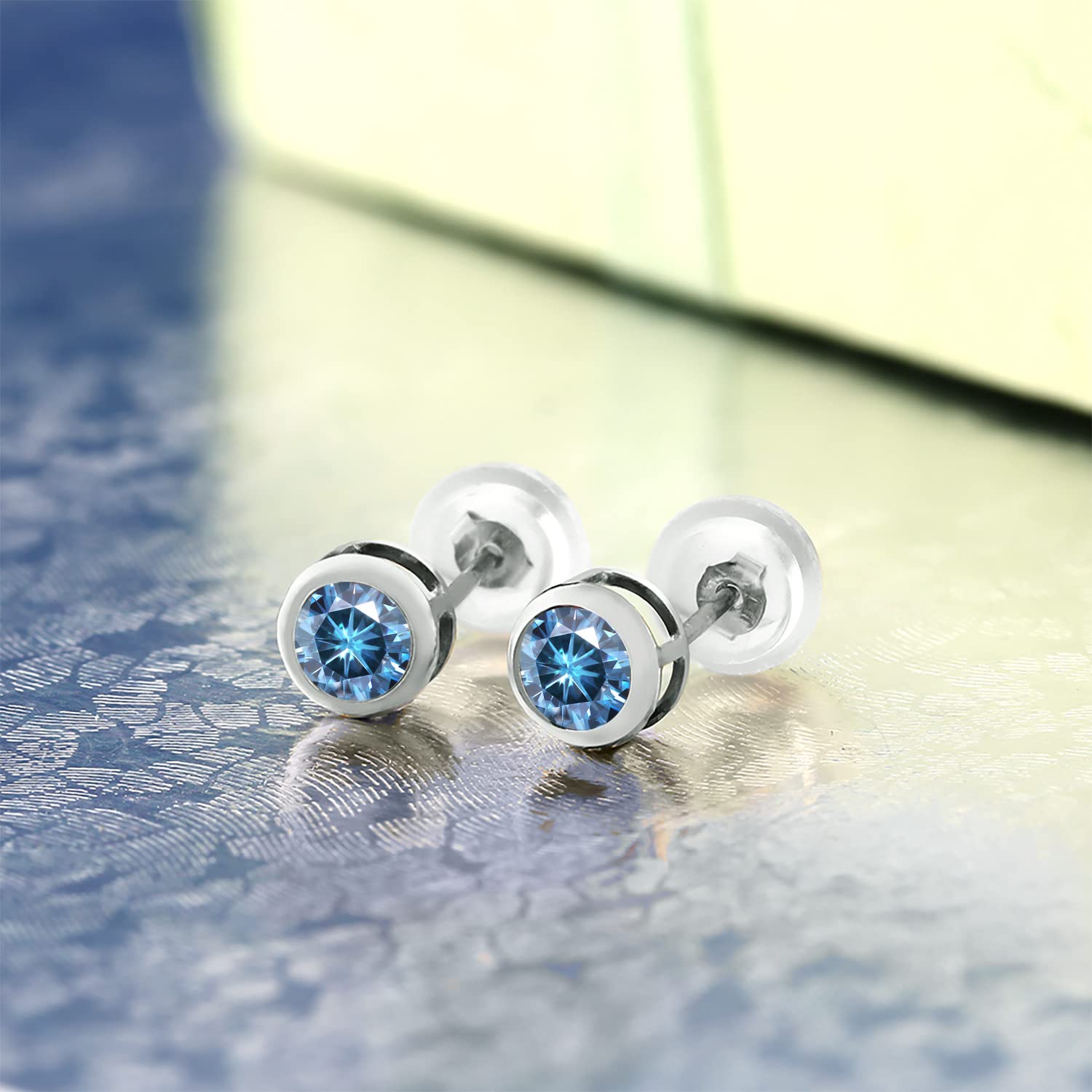 14K White Gold Round 4MM Gemstone Birthstone Stud Earrings for Women & Men | Personalized Zodiac Jewelry Gift | Perfect for Birthdays, Anniversaries & Special Occasions