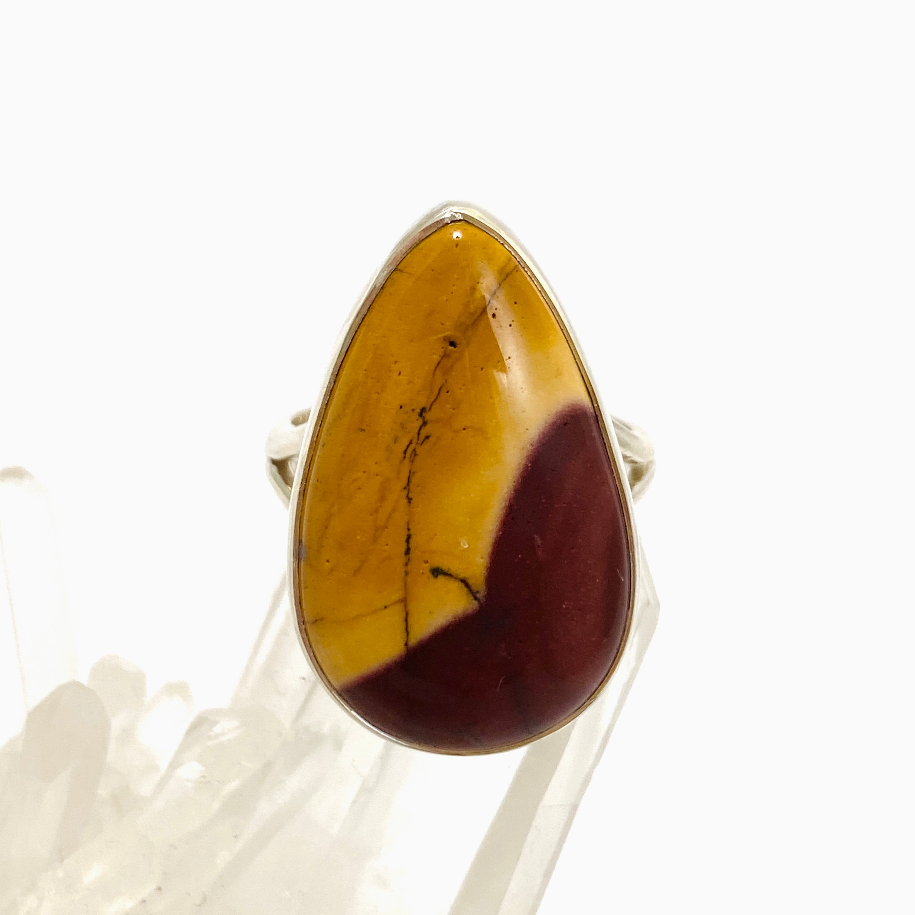 Natural Mookaite Teardrop Cabochon Ring - Size 9 - KRGJ3391 - Handmade Gemstone Jewelry for Women - Perfect for Boho Style, Meditation & Spiritual Healing