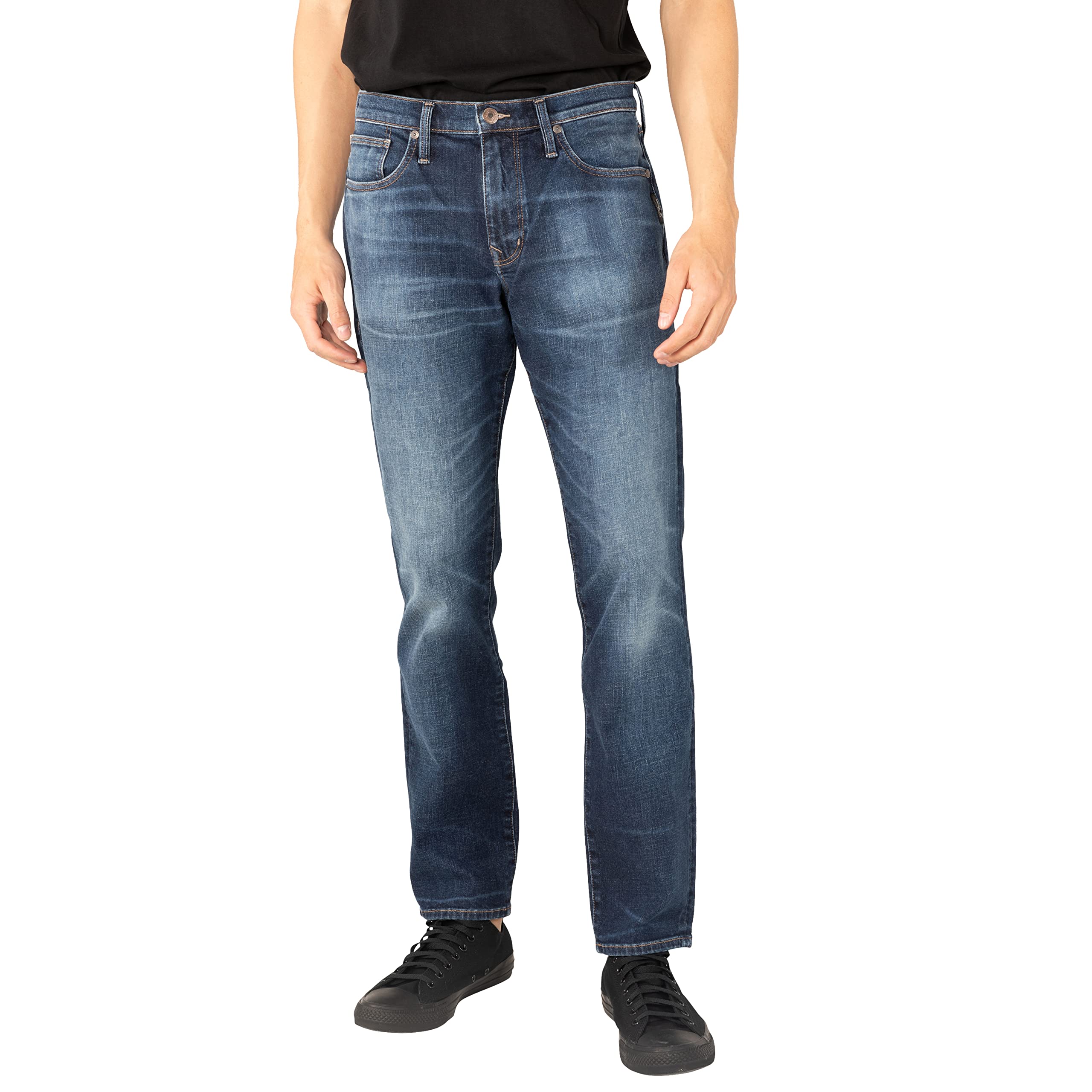 Silver Jeans Co. Men's Tall Machray Relaxed Fit Straight Leg Denim Jeans - Comfortable Casual Wear for Everyday & Work