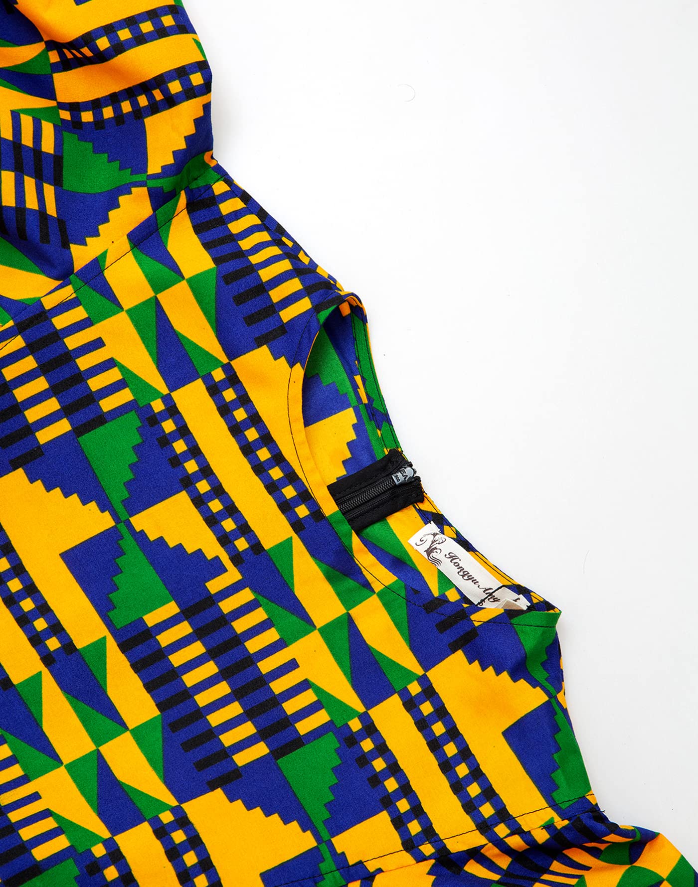 Women's African Vintage Ankara Tunic Dress with Ruffle Trim Sleeves - Elegant Swing Style for Parties, Weddings & Cultural Events