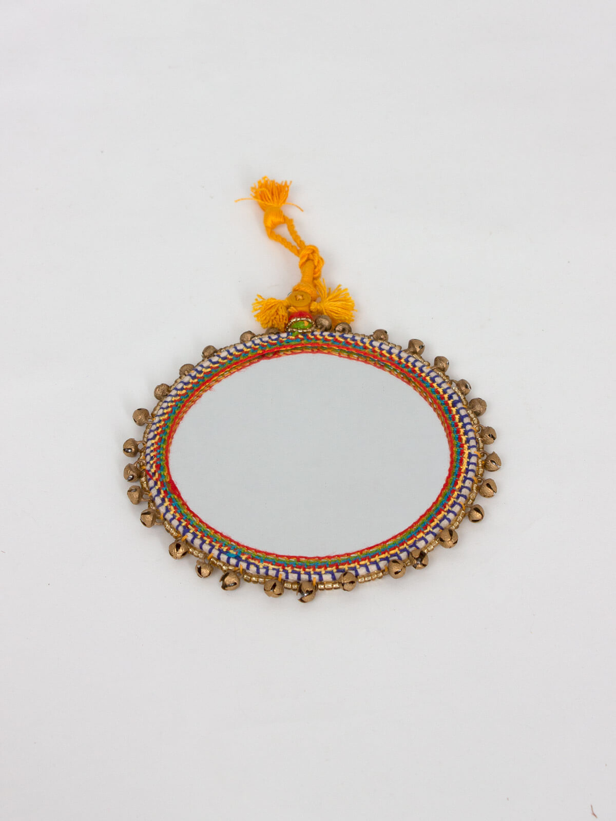 Boho Beaded Wall Mirrors with Brass Frame - Handmade Decorative Mirror for Bedroom, Living Room & Boho Home Decor