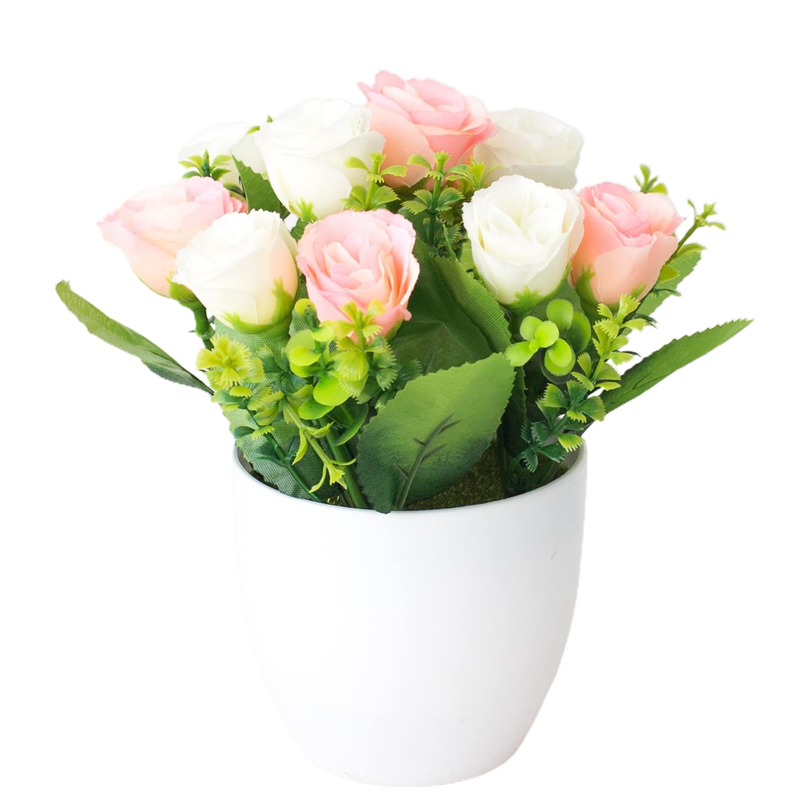 Premium Artificial Fake Flowers for Home & Garden Decor - Realistic Yellow Rose Potted Bonsai Plants for Indoor/Outdoor Use - Perfect for Living Room, Cafe, Office & Wedding Decorations