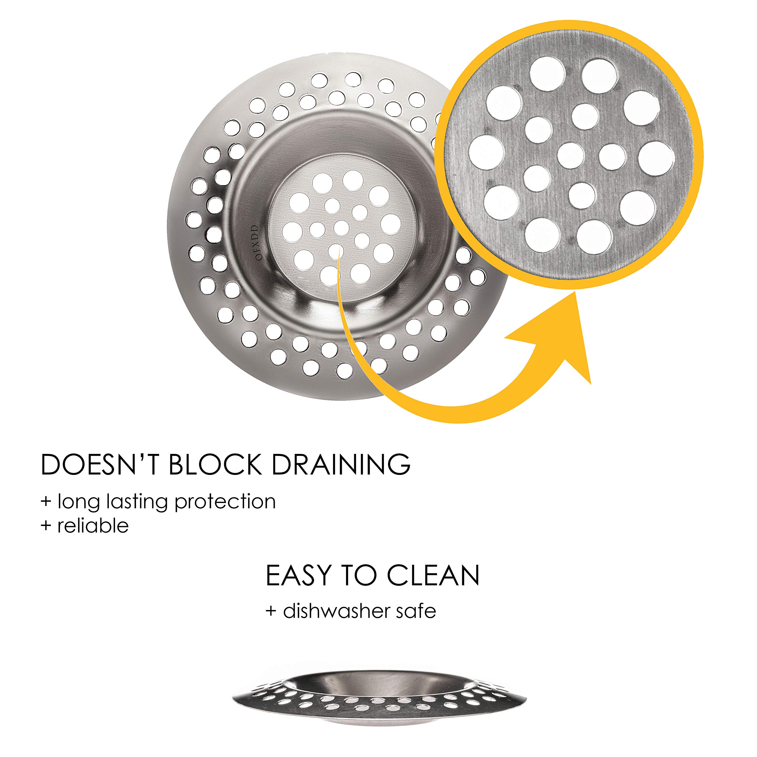 3 Inch Stainless Steel Sink Strainer - Bathtub & Kitchen Hair Catcher - Food Waste Filter for Bathroom & Kitchen Sink - Perfect for Shower, Bath, and Food Prep Areas